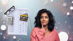 Indian woman in the US managing online credit card payments to India using laptop — cross-border bill payment concept.